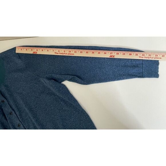 Talbots Women Plus 2X Button Front Cardigan Sweater Blue Silver Shimmer Sparkle - Picture 7 of 11